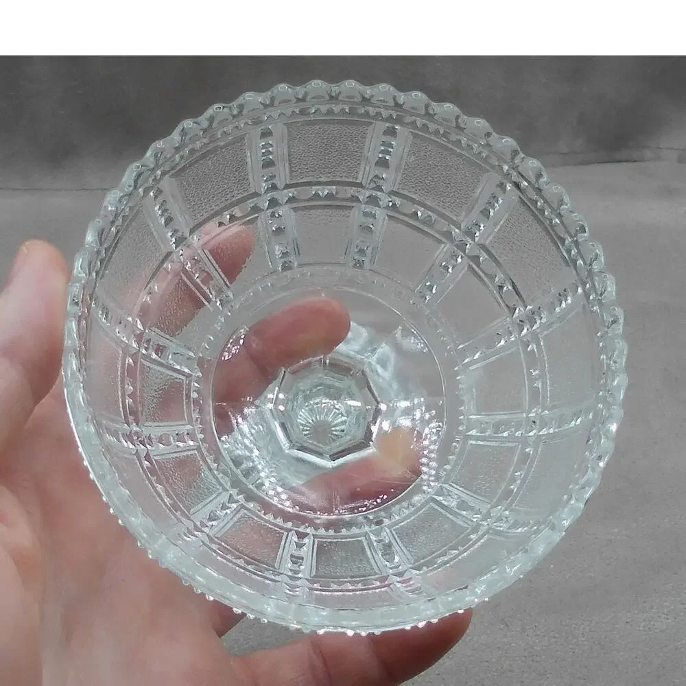 Imperial Footed Open Jam/Jelly Beaded Block Clear Pedestal Compote Vintage Glass